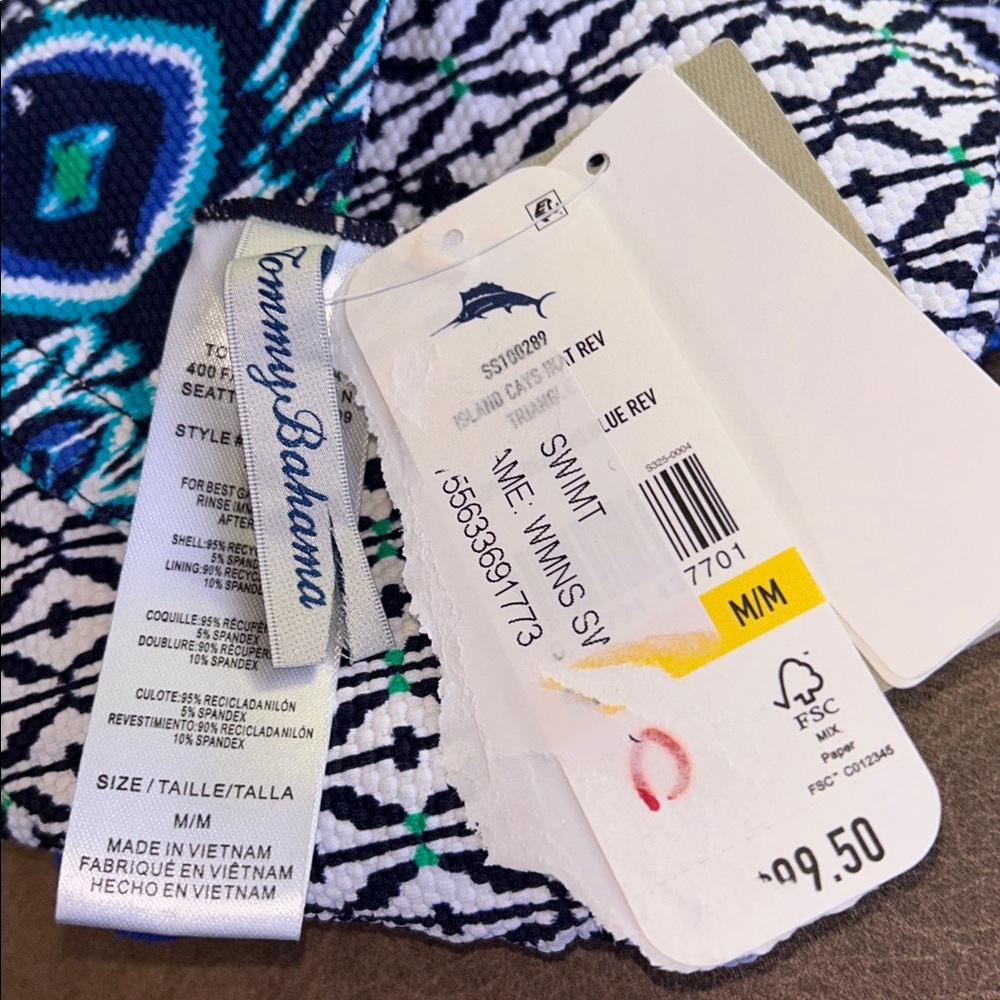 Tommy Bahama Island Cays Ikat reversible triangle Bikini Top - Medium - New - Picture 8 of 8